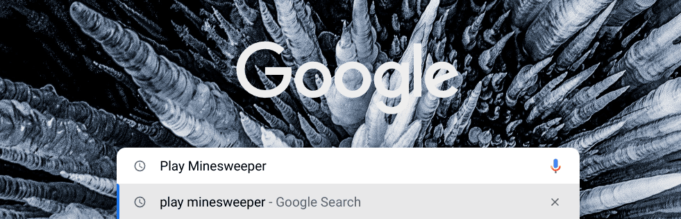 Searching for Minesweeper on Google Chrome