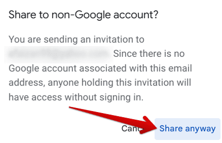 Sharing the Google Drive file with a non-Gmail user