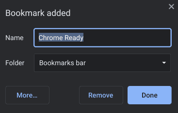 Adding a bookmark to Google Chrome