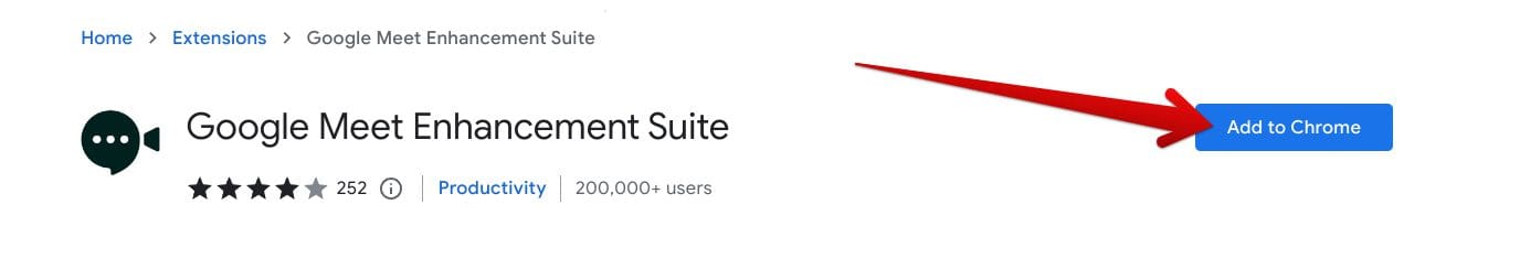Adding the Google Meet Enhancement Suite to Chrome