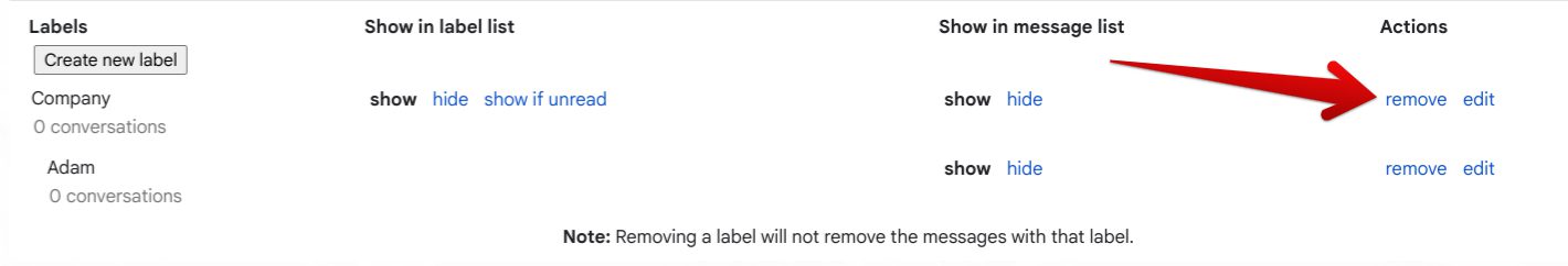 Removing a label in Gmail