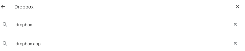 Searching for Dropbox on the Google Play Store