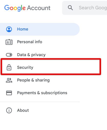 Selecting the "Security" tab