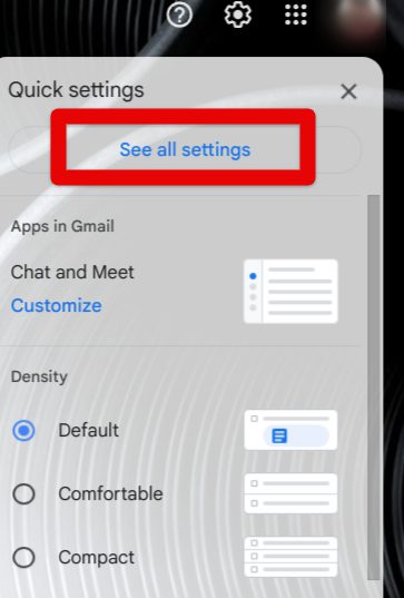 Selecting the "See all settings" option