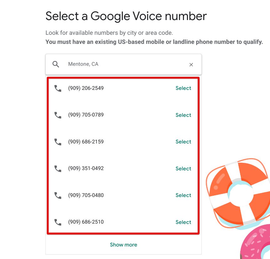 Selecting the phone number