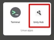 Unity Hub app icon on ChromeOS