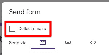 Collect emails checkbox