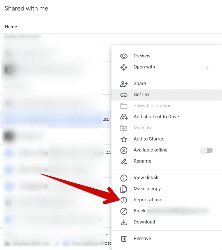 Reporting abuse in Google Drive