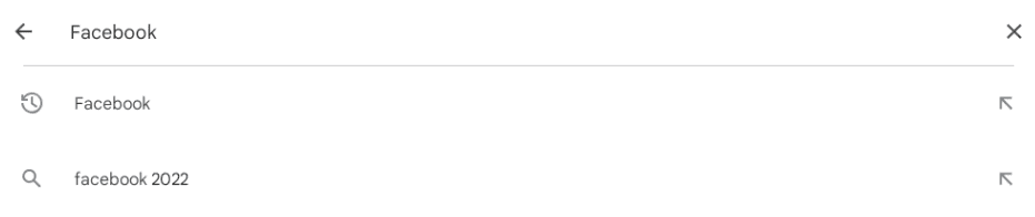 Searching for Facebook on Google Play
