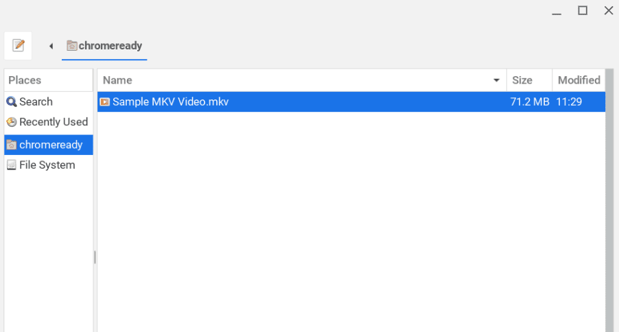 Selecting the MKV file