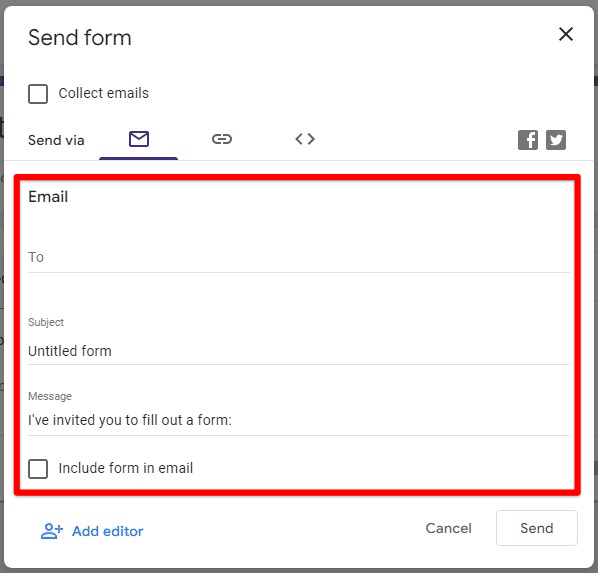 Sending form via email