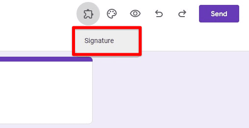 Signature add-on in the toolbar