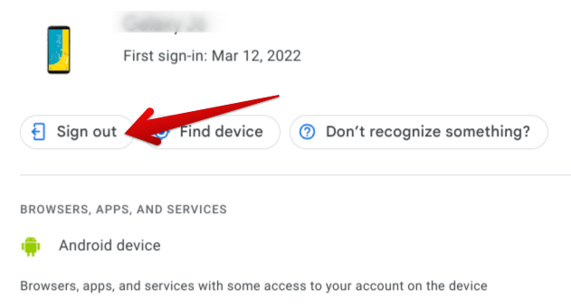 Signing Gmail out on a device
