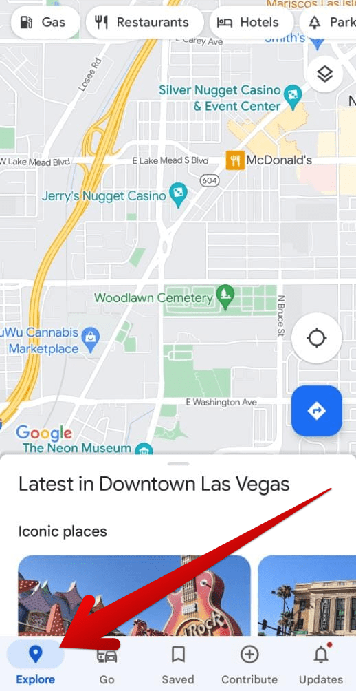 The "Explore" feature in Google Maps