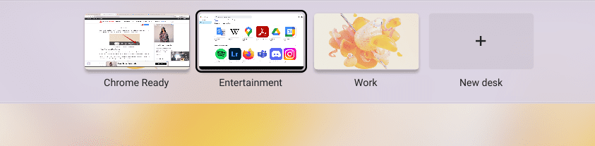 Virtual desks in a Chromebook