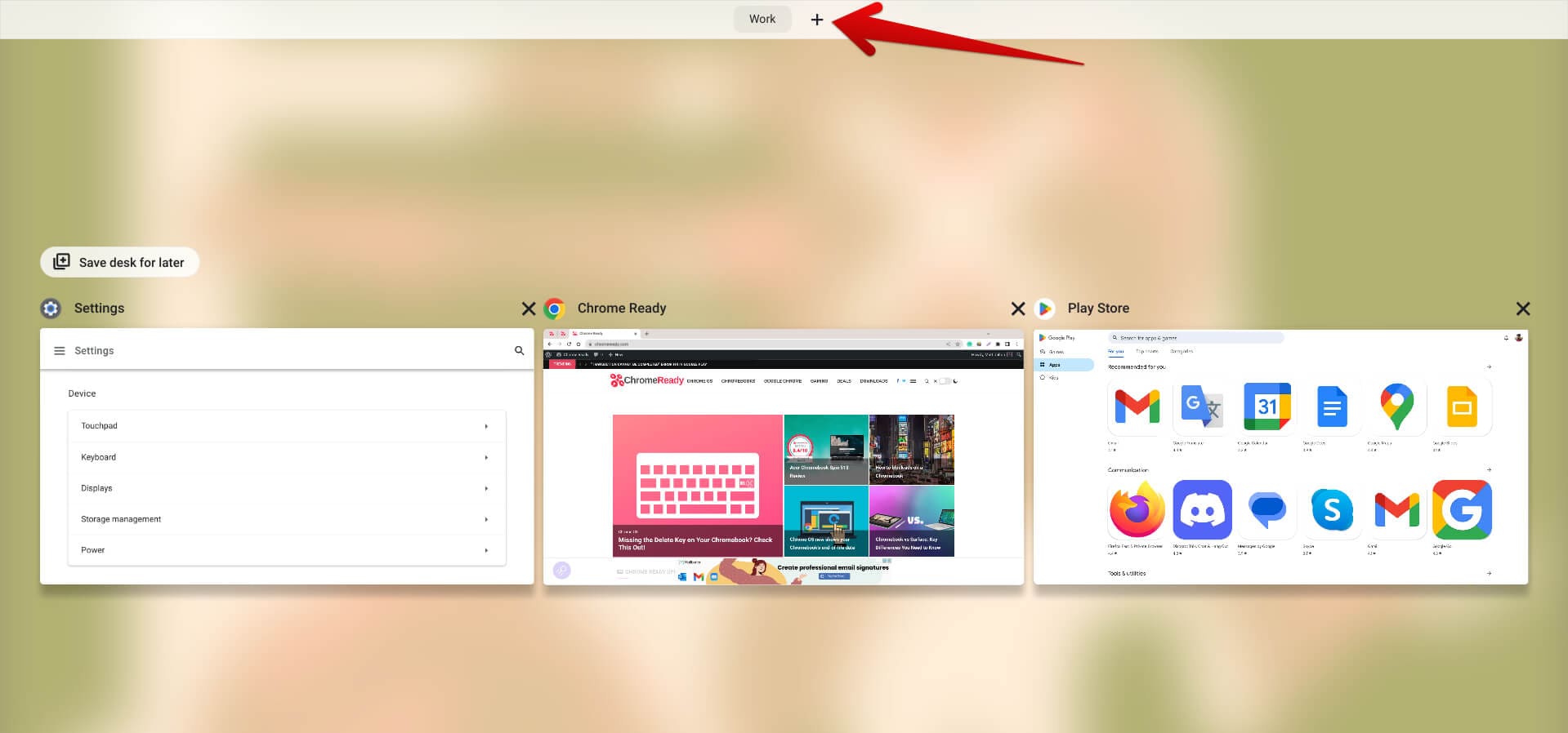 Creating a new virtual desktop in ChromeOS