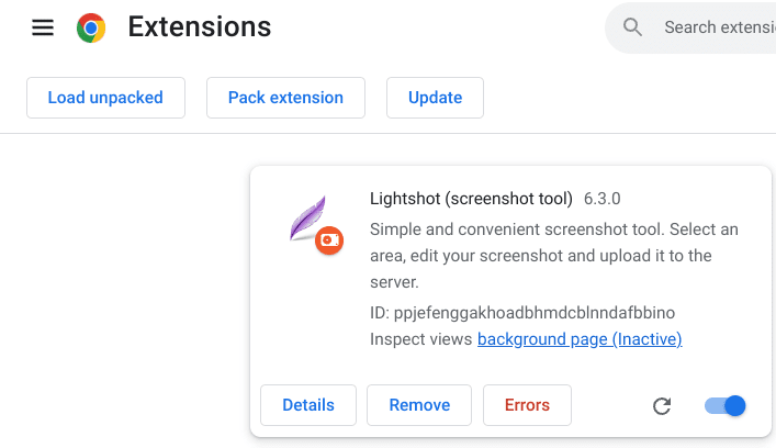 Lightshot extension installed without the Chrome Web Store