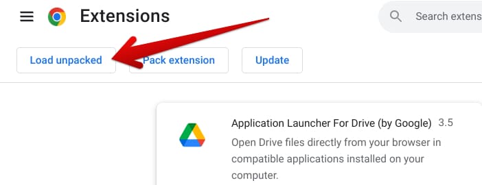 Loading unpacked extension in Chrome