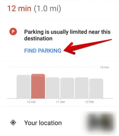 Using the "Find Parking" feature in Google Maps