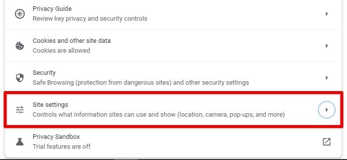 Accessing cache settings