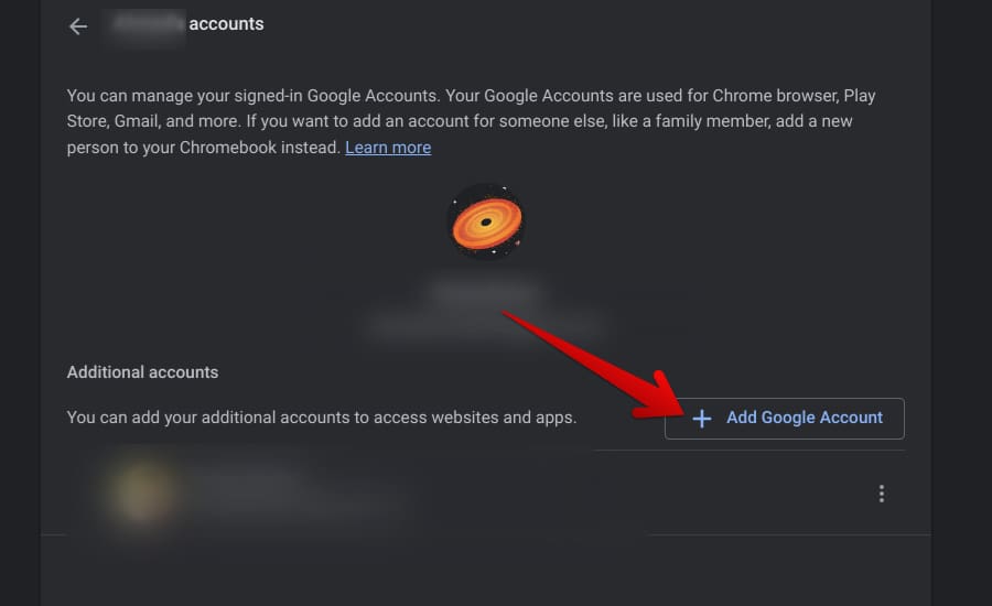 Adding another Google account