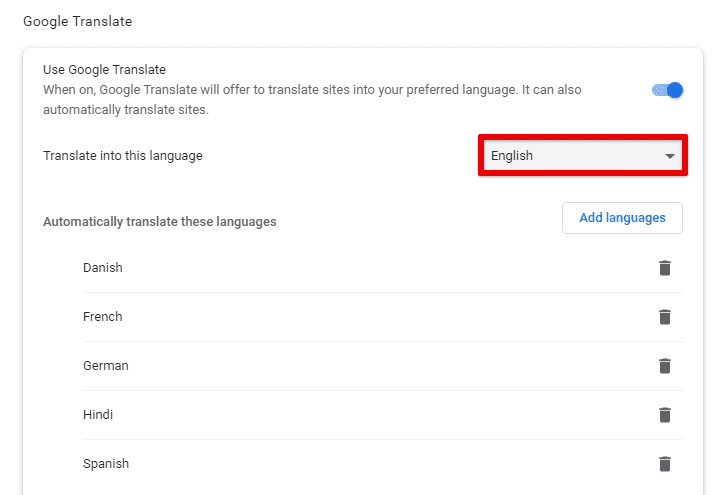 Choosing the target language