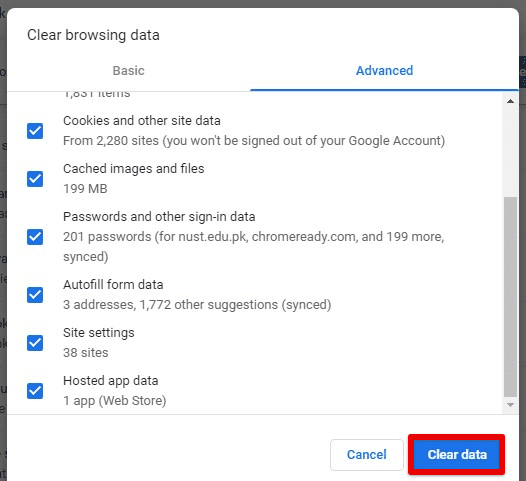 Clearing autofill data