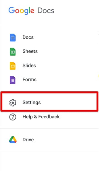 Clicking on "Settings"