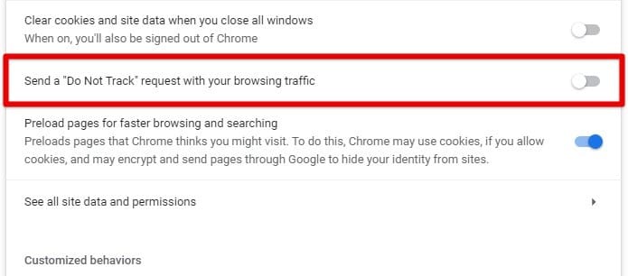 Do Not Track request