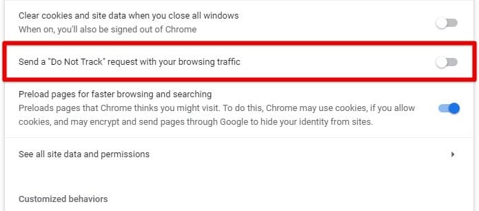 Do Not Track request