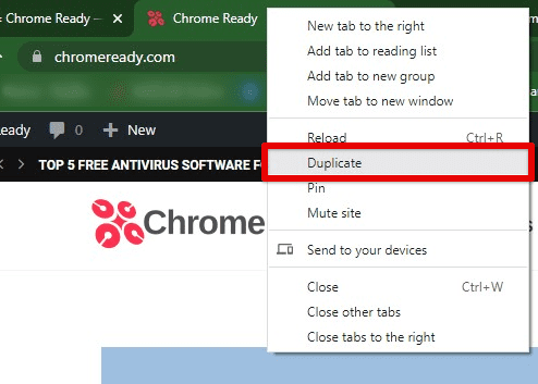 Duplicating a tab