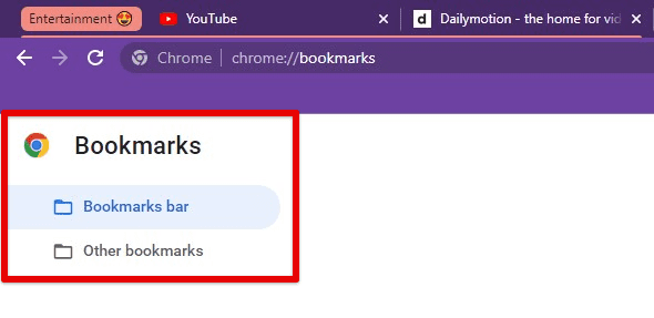 Google Chrome bookmarks