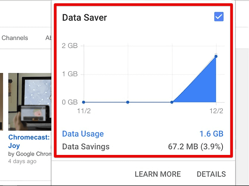 Google Chrome data saver