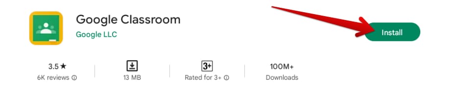 Installing Classroom via the Google Play Store