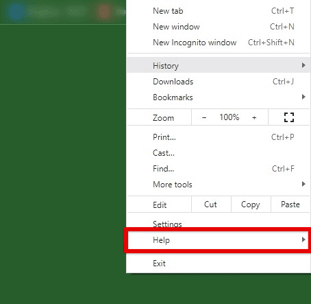 Opening help tab from Chrome settings