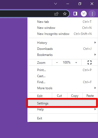 Opening profile settings