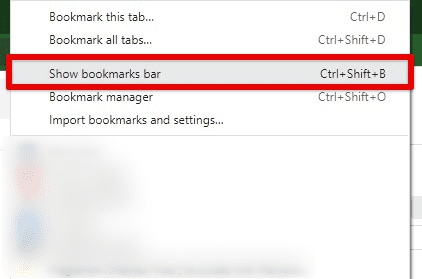 Showing bookmarks bar