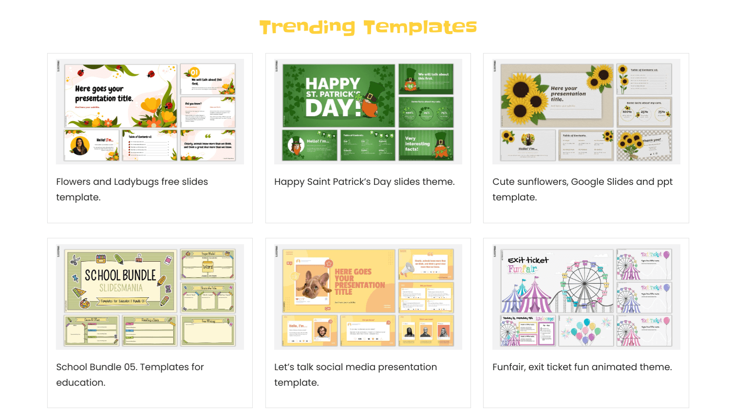 Some of the available Jamboard templates in SlideMania