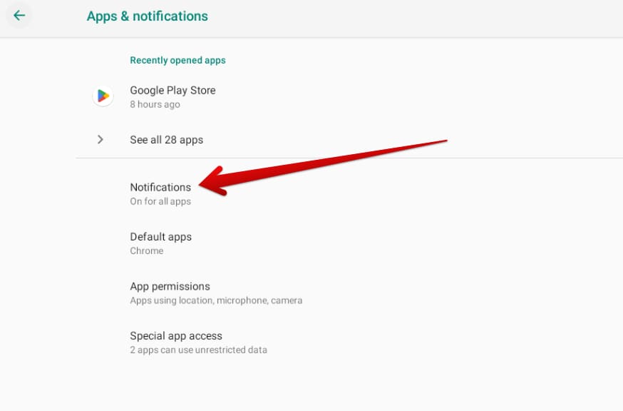 Accessing the "Notifications" section of Android apps