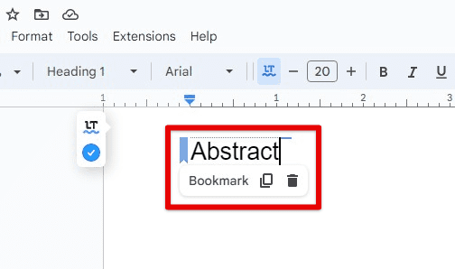 Adding a new entry with bookmarks