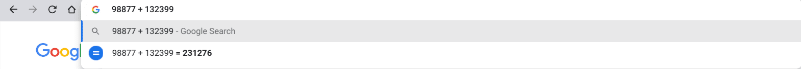 Adding numbers via the omnibox