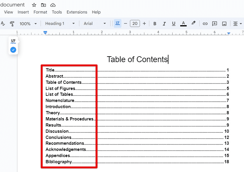 Breaking down the document into sections