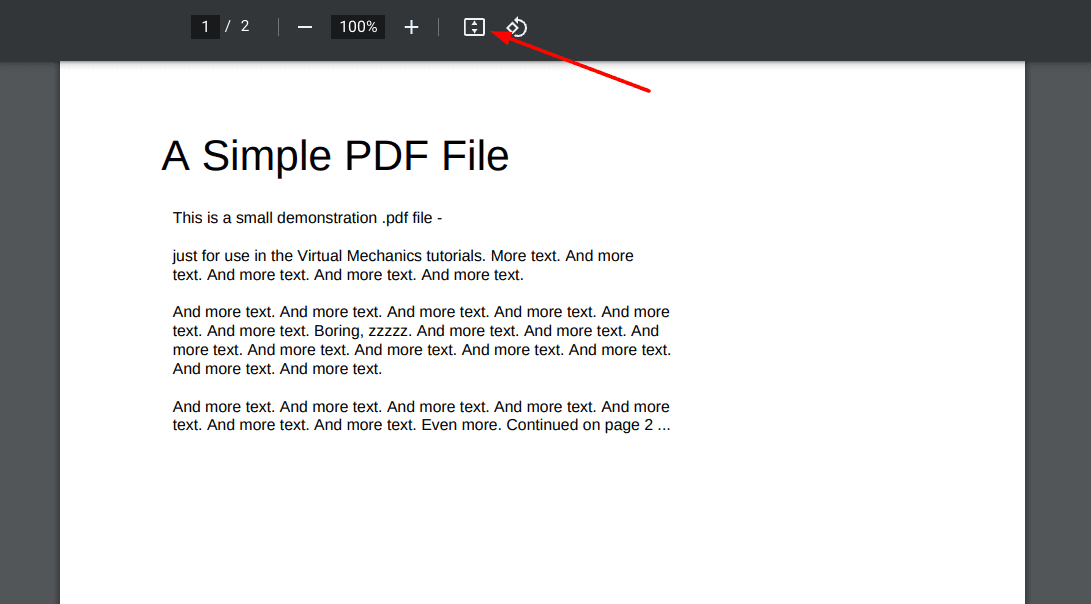 Changing the view type in the PDF reader