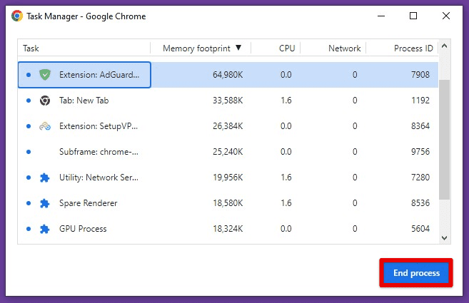 Ending a process with task manager