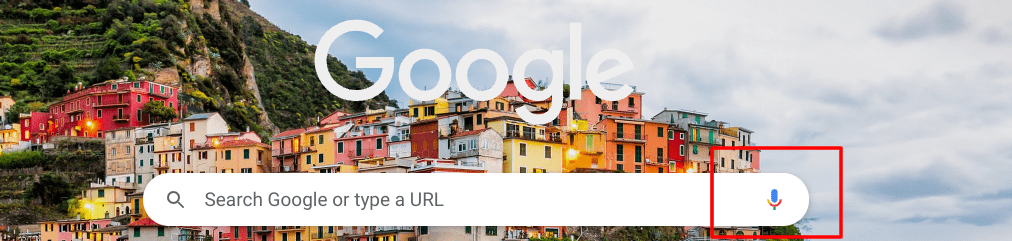 Entering the voice search feature in Chrome