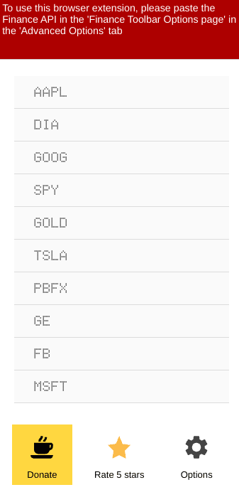 Finance Toolbar - Real Time Stock Tracker
