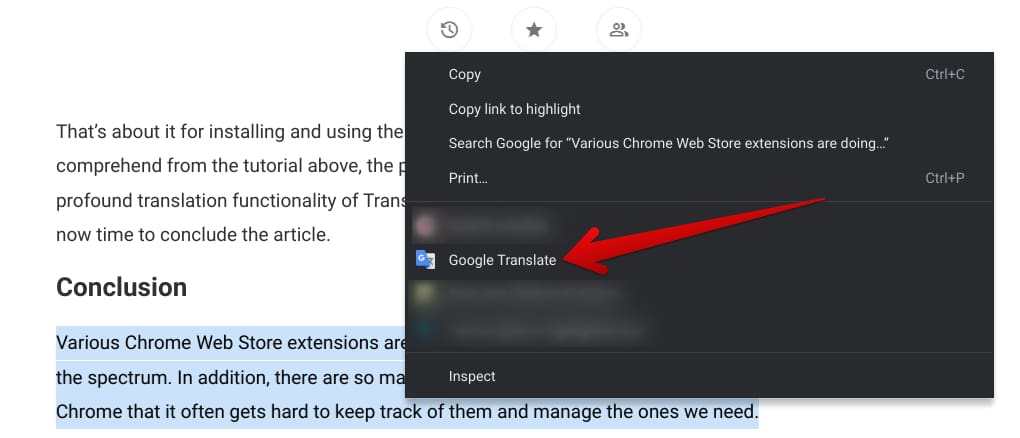 Google Translate's secondary functioning