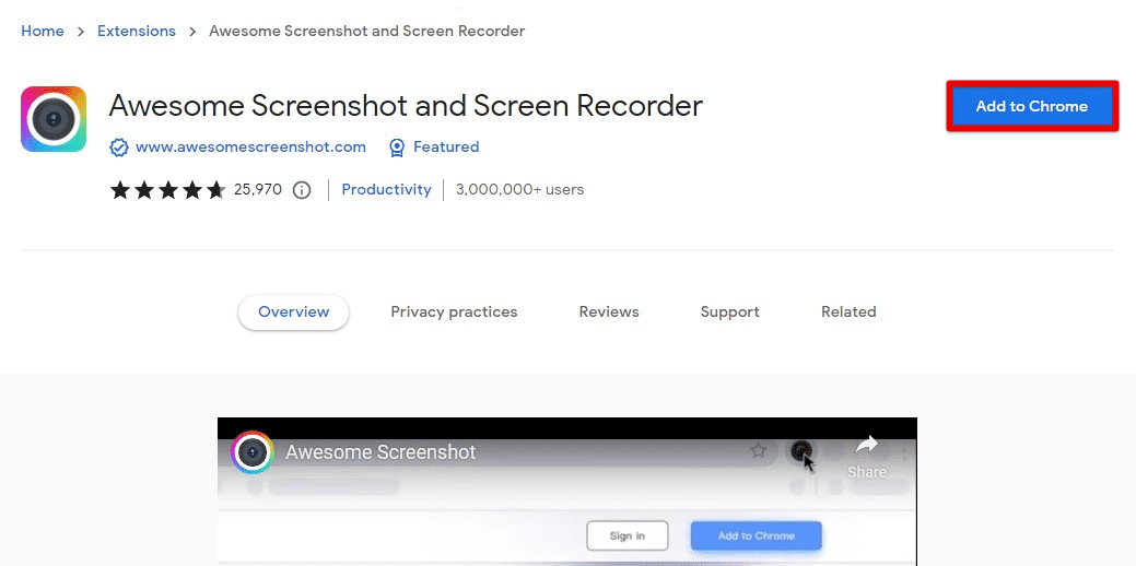 Installing Awesome Screenshot on Google Chrome