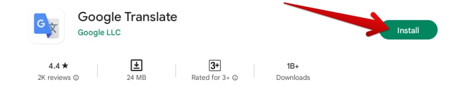Installing the Google Translate app