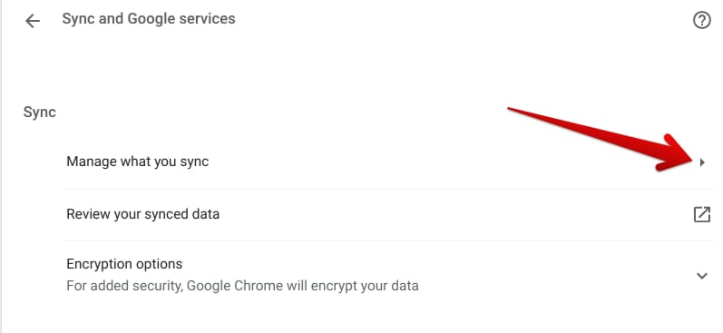 Managing sync options on ChromeOS